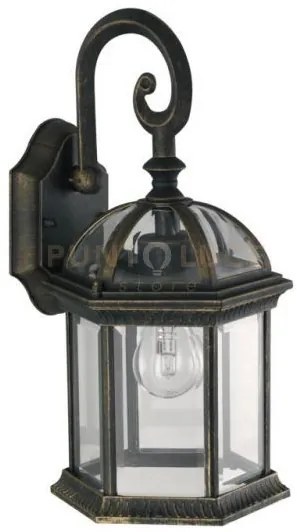 Applique gaeta nero e oro 1 luce attacco e27 ip44 20x39cm alluminio...