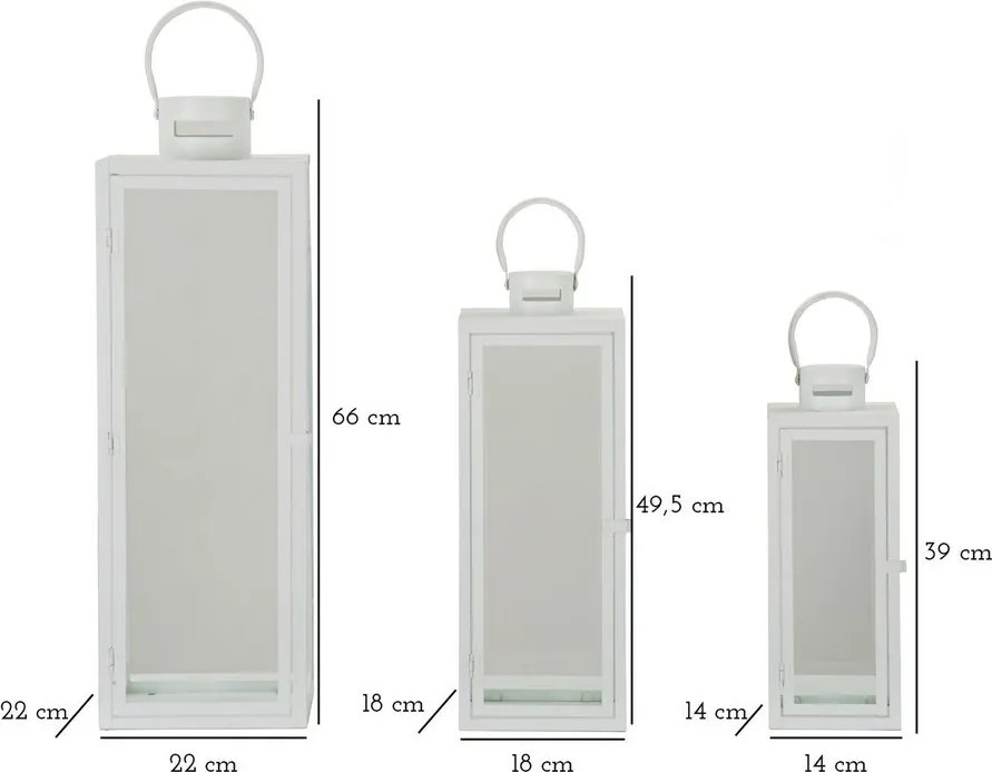 Lanterna in metallo 3 pz (altezza totale 66 cm) – Mauro Ferretti