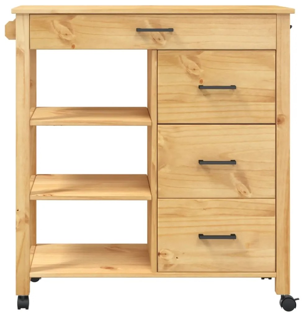 Carrello da cucina monza 84x40x90 cm in legno massello di pino