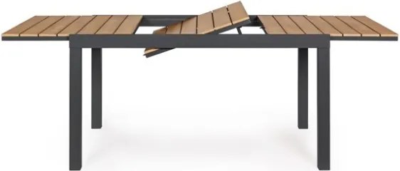 Tavolo Allungabile Per Esterno In Alluminio 90x140-200 Cm Con Doghe Di Legno Elias Antracite Bizzotto