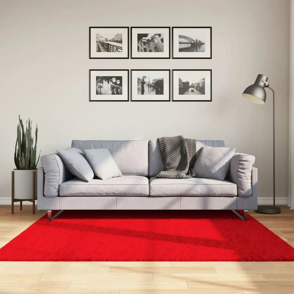 Tappeto Ovıedo A Pelo Corto Rosso 160x160 Cm /