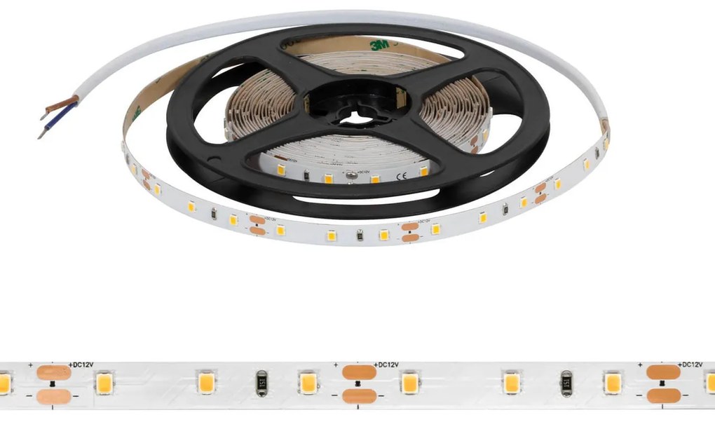 Striscia LED 2835/60 12V 6W/m IP20 5m Colore Bianco Caldo 3.000K