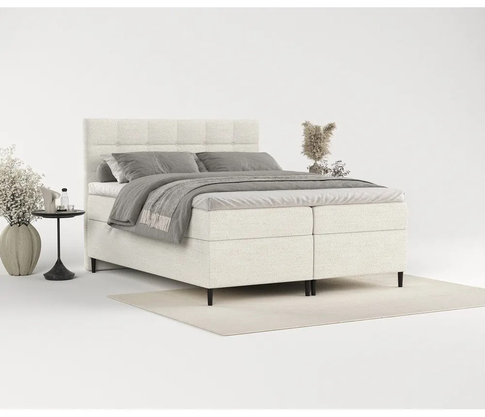 Letto boxspring crema con contenitore 160x200 cm Urbaneo - Maison de Rêve