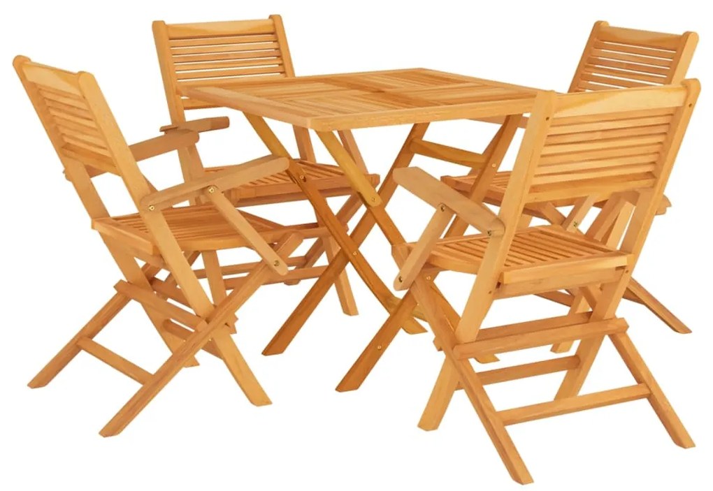 Set da Pranzo per Giardino 5 pz in Legno Massello di Teak