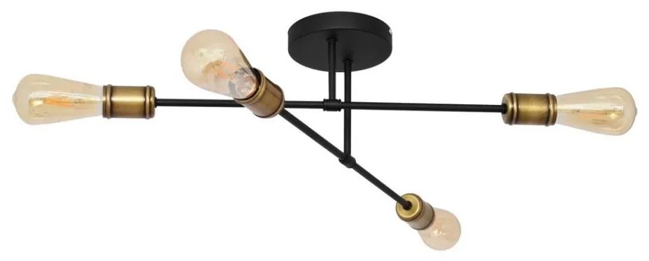 Lampadario a plafone CAMBRIDGE 4xE27/20W/230V nero/oro