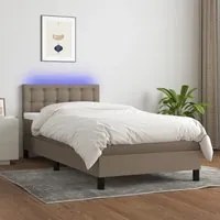 Letto a Molle con Materasso e LED Tortora 80x200 cm in Tessuto 3133433