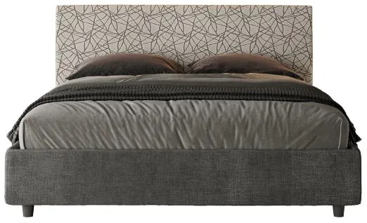 Letto matrimoniale contenitore imbottito 160x190 tessuto Era 2 grigio Arla