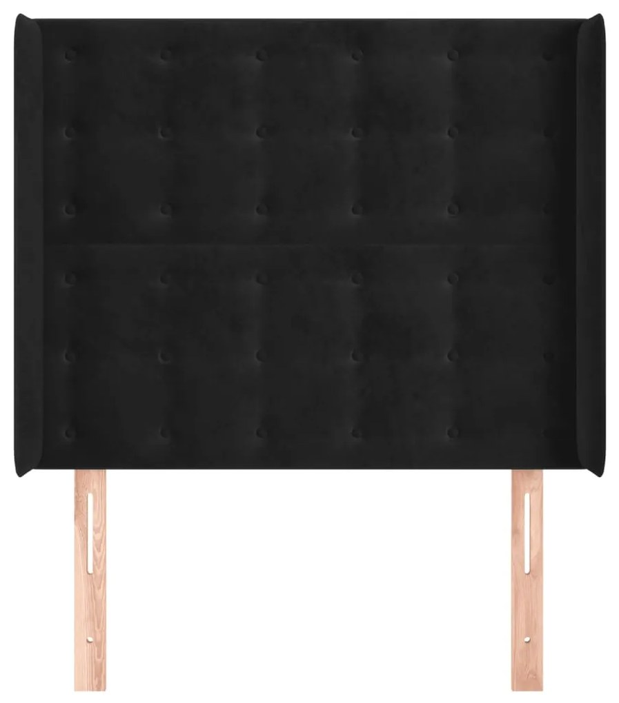 Testiera ad orecchio nera 93x16x118/128 cm in velluto