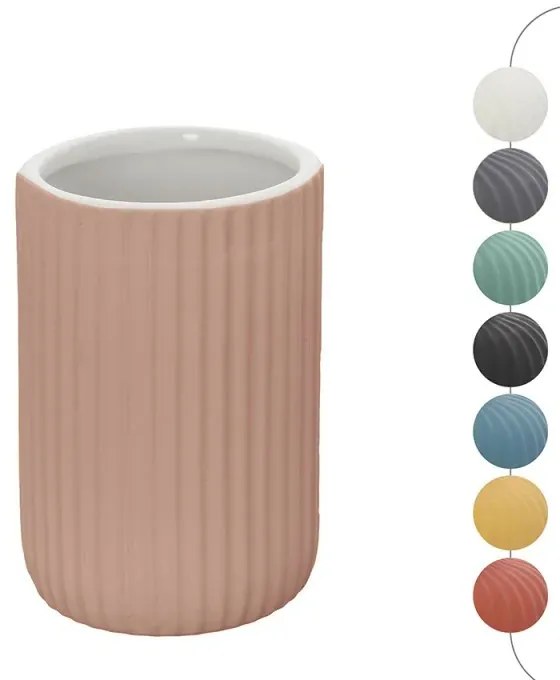 Portaspazzolini bagno dappoggio rosa in ceramica soft touch Spring