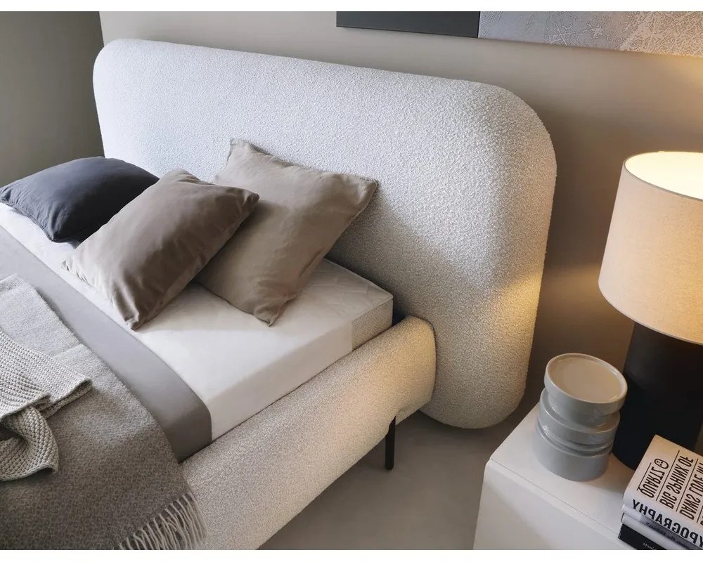 Letto matrimoniale imbottito beige con contenitore e rete inclusi 180x200 cm Pointt – ELTAP