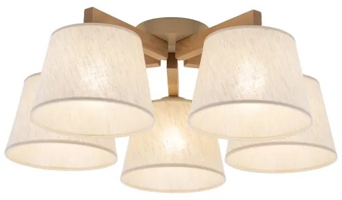 Brilagi - Plafoniera LATTE SABIA 5xE27/15W/230V pino/crema