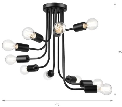 Lampadario a plafone TRINITY 10xE27/15W/230V nero