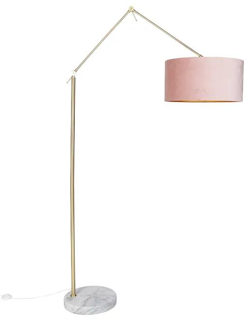 Lampada da terra moderna paralume in velluto oro rosa 50 cm - Editor