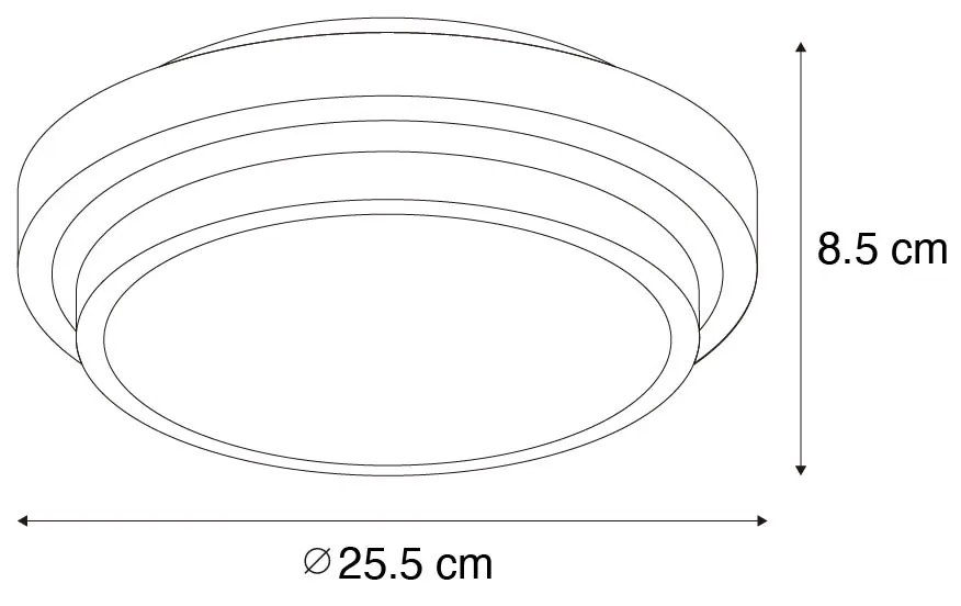 Plafoniera moderna nera con bianco 25 cm IP44 - Walden