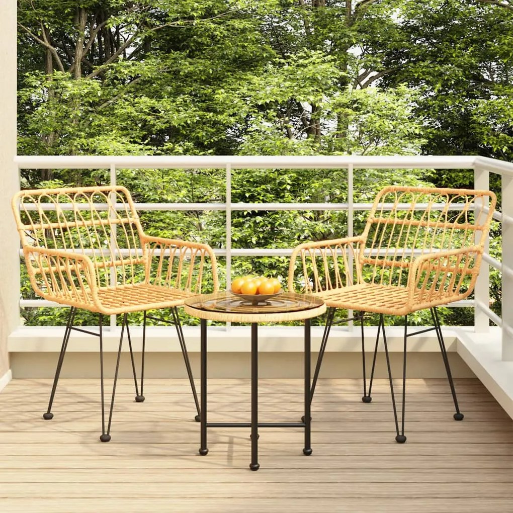 Set da pranzo da giardino 3 pz in polyrattan