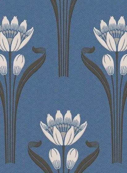 Isidore Leroy Carta da parati Tulipes - Bleu