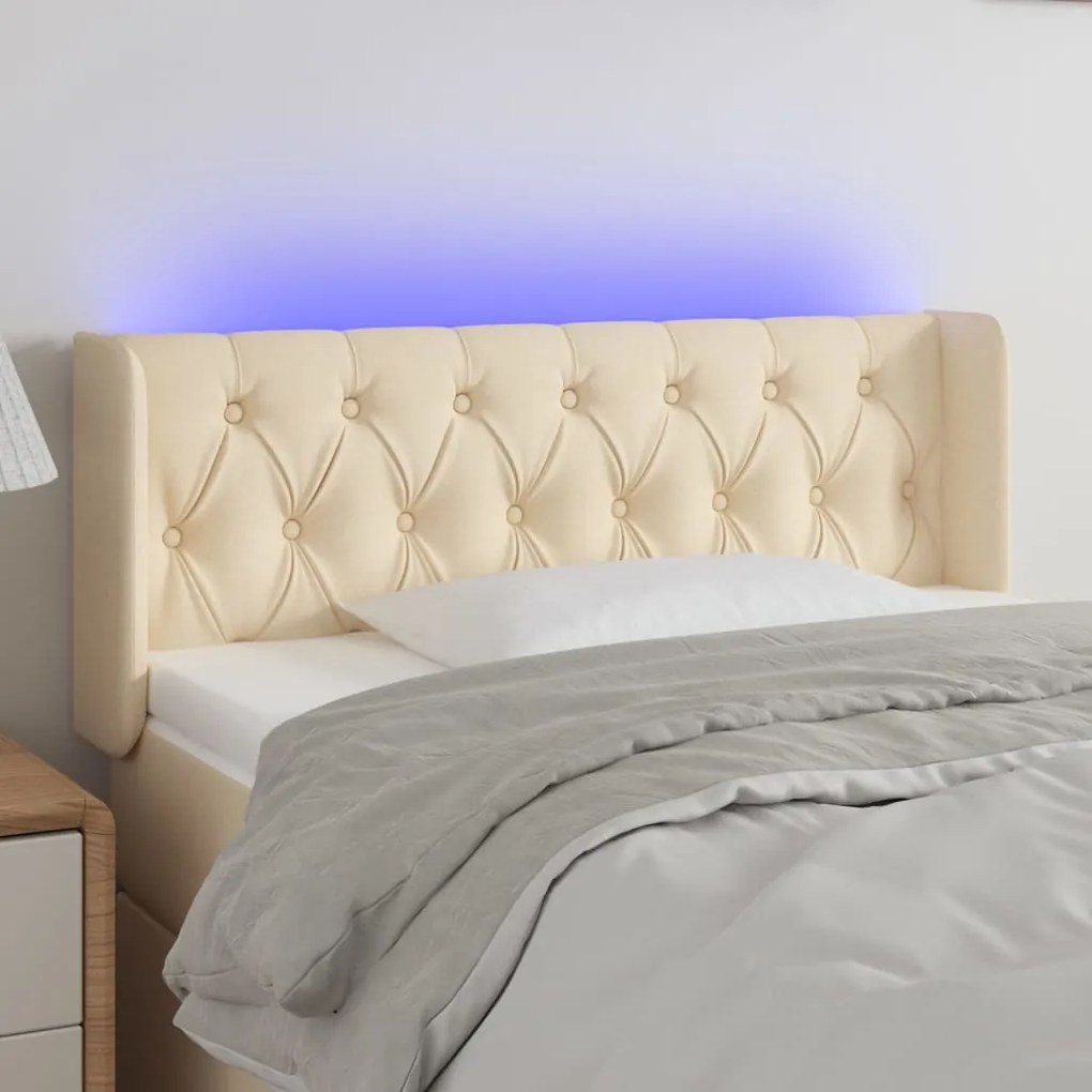 Testiera A Led Crema 103x16x78/88 Cm İn Tessuto /