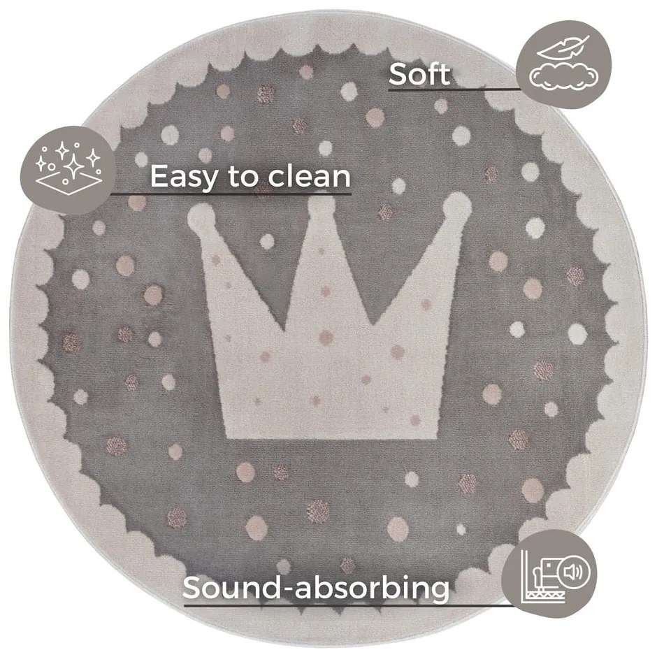 Tappeto grigio per bambini ø 100 cm Crown - Hanse Home