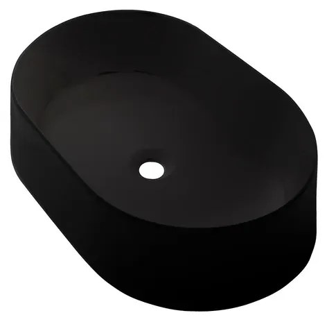 Lavabo da appoggio COVER ovale piletta non inclusa in ceramica L 60 x H 11.5 x P 40 cm nero satinato piletta non inclusa