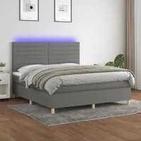 Letto a Molle Materasso e LED Grigio Scuro 160x200cm in Tessuto cod mxl 55018