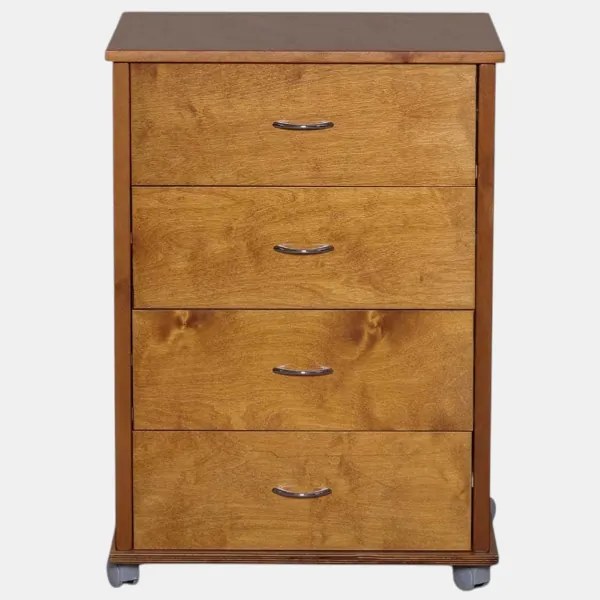 Cassettiera con ruote ICON 58X83h cm in Legno di Faggio a 4 Cassetti Rovere
