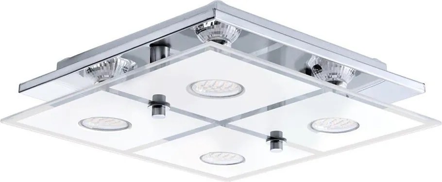 Eglo 54451 - Plafoniera LED CABO, 4x portalampade GU10, 3 W, 230 V, 29x29 cm