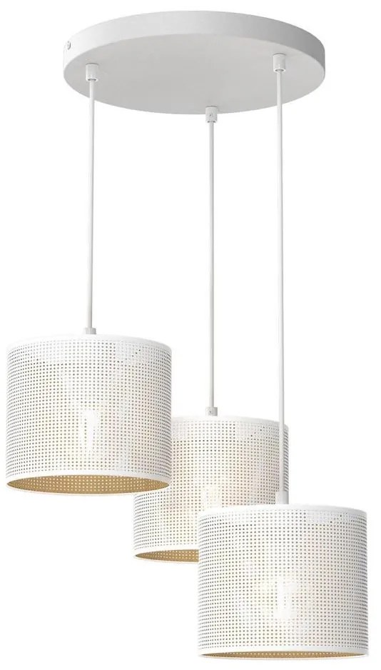 Lampadario a sospensione con filo LOFT SHADE 3xE27/60W/230V bianco/oro