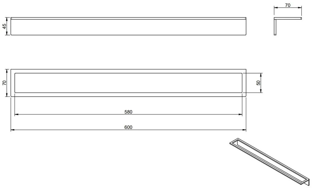 Treemme 5mm IT9005ISZZZZ portasciugmani 60 cm a muro inox satinato