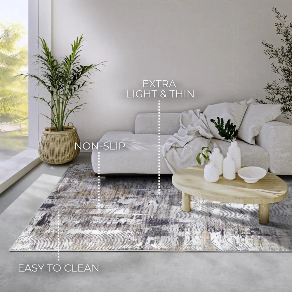 Tappeto grigio chiaro 80x150 cm Malard Anthracite Gold - Elle Decoration