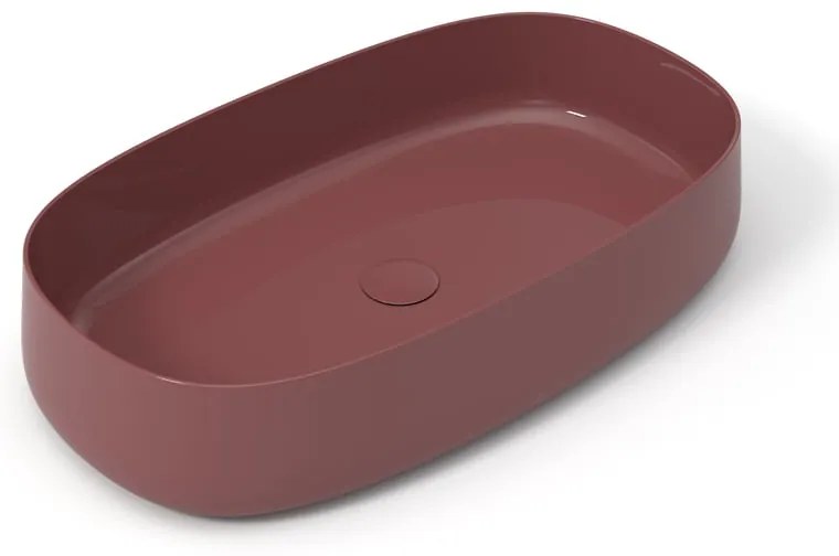 Lavabo da appoggio Wave OLYMPIA CERAMICA ovale in ceramica L 70 x H 14 x P 40 cm melanzana piletta non inclusa
