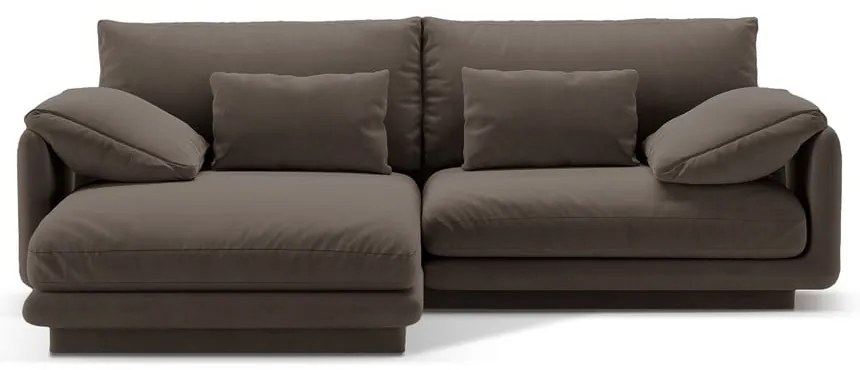 Divano angolare marrone (con penisola a sinistra/con chaise lounge) con rivestimento in velluto Torino – Micadoni