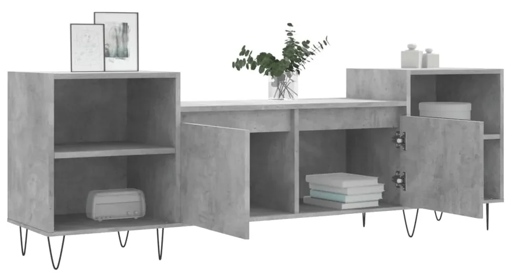 Mobile per tv grigio cemento 160x35x55 cm legno multistrato