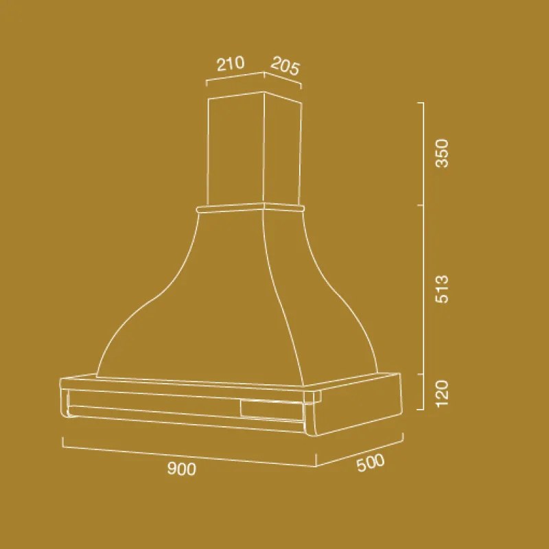 Cappa cucina rustica bianca TAORMINA con cornice in legno intarsio cm 90