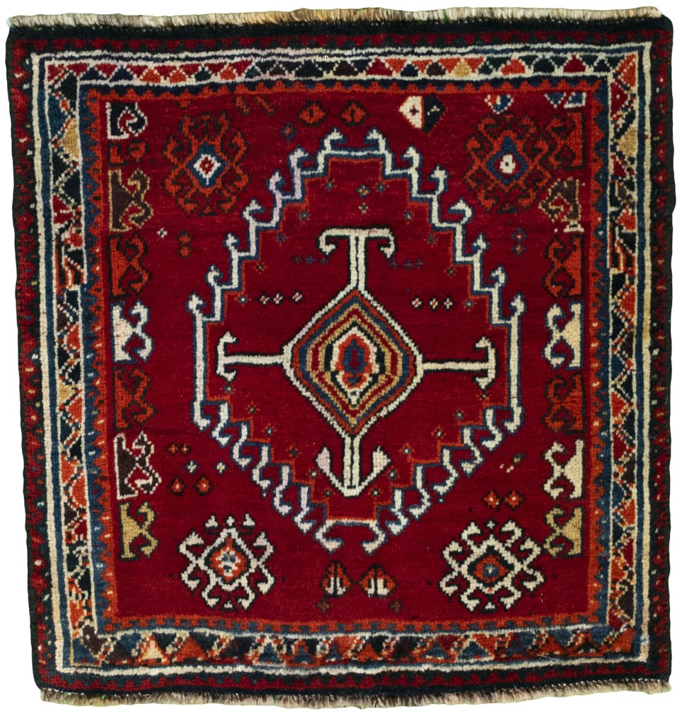 Shiraz Tappeto 60x70 Rosso (Iran) Annodato A Mano