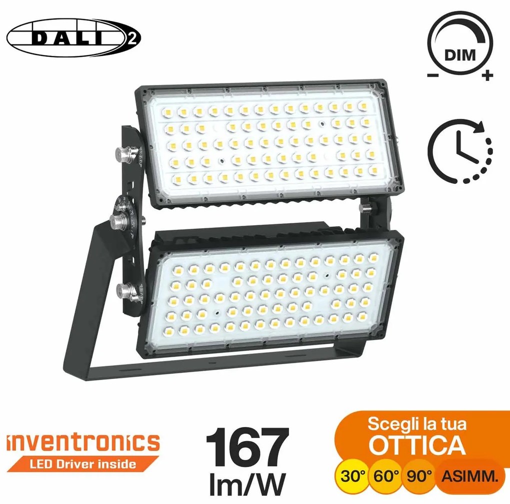 Faro Modulare LED 400W IP66 167lm/W Dimmerabile DALI - INVENTRONICS Colore Bianco Naturale 4.000K