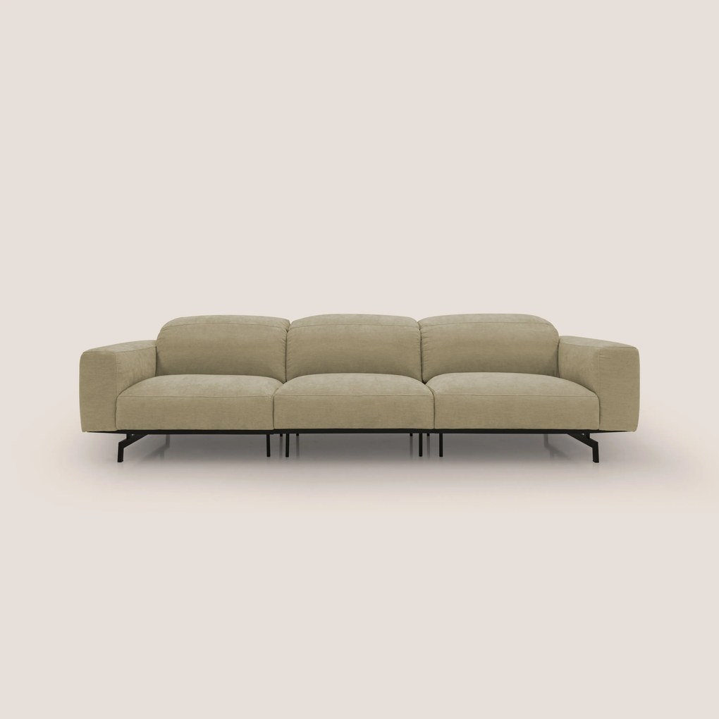 Sakura divano in piuma d'oca modulare a 3 sedute in morbido tessuto fiammato impermeabile T14 beige