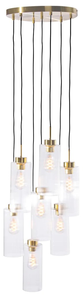 Lampadario Art Déco oro con vetro 7 luci - Laura