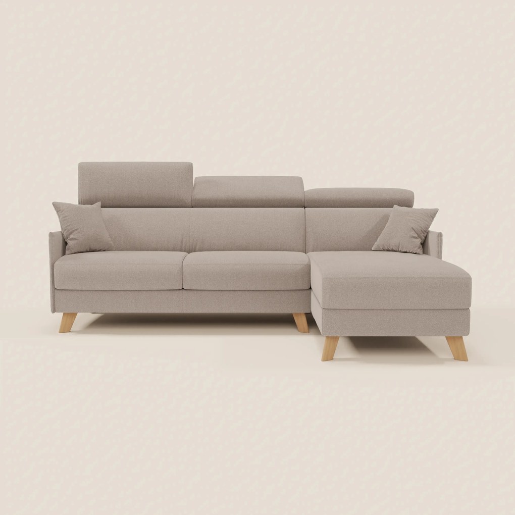 Sole Divano letto matrimoniale angolare con penisola contenitore e poggiatesta reclinabili - tessuto smacchiabile T23