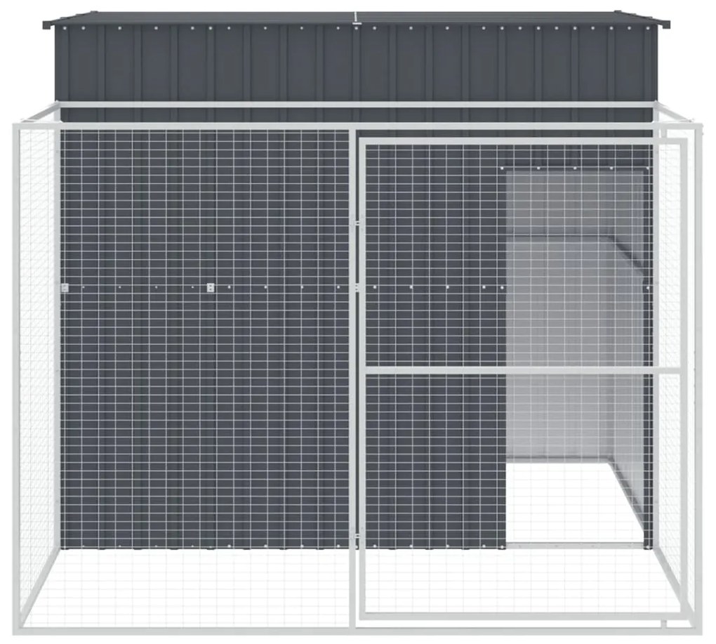Casetta cani con corsa antracite 214x253x181 cm acciaio zincato