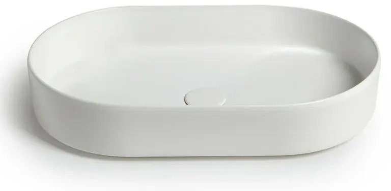Lavabo da appoggio ovale 60 in ceramica bianco lucido Epsilon