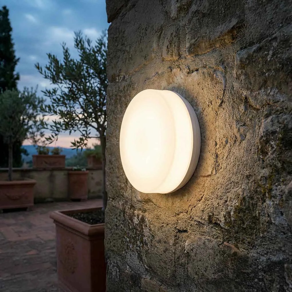 Applique Rotonda per esterni 2xE27 a Luce Diffusa IP65 Bianca