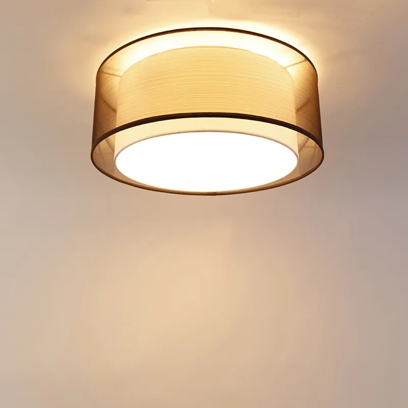 Plafoniera moderna marrone con bianco 50 cm 3 luci - Drum Duo