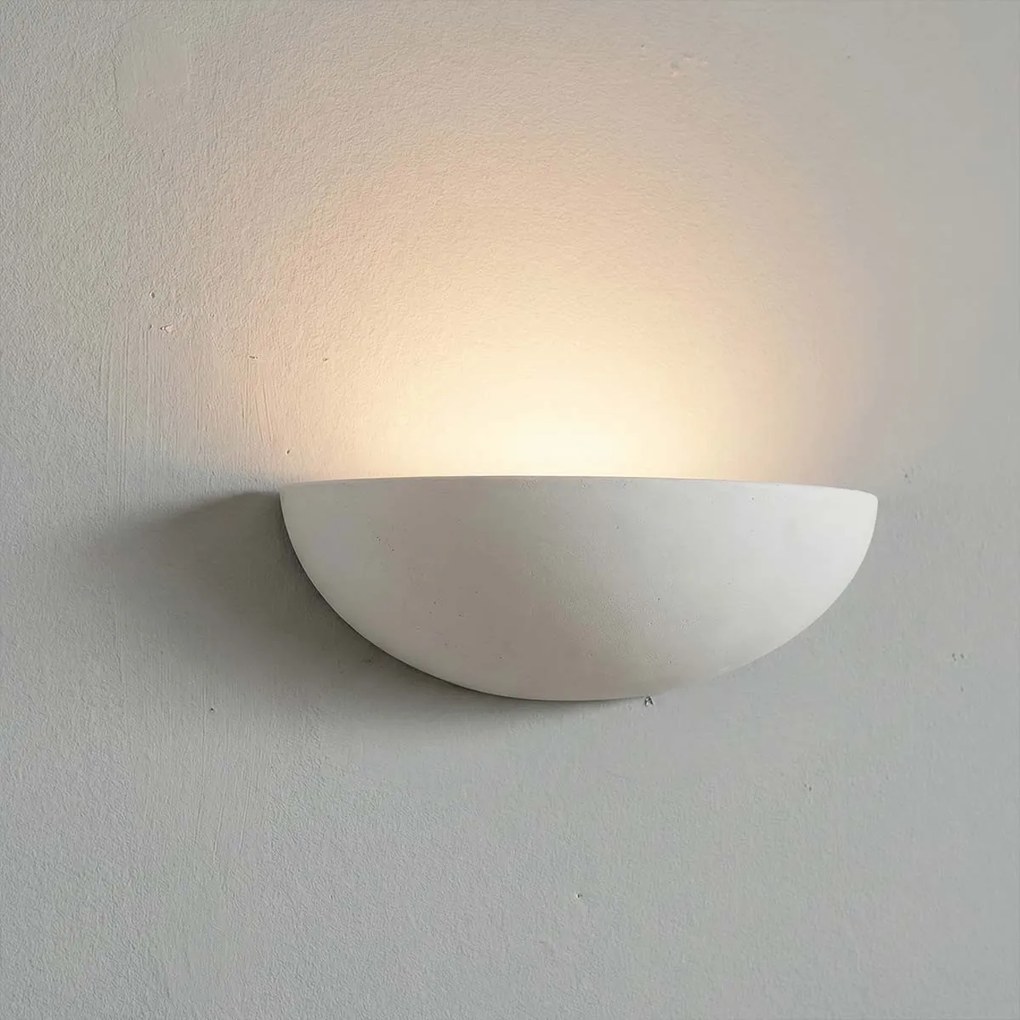 Applique da Parete E27 Curva Classica in Gesso Pitturabile