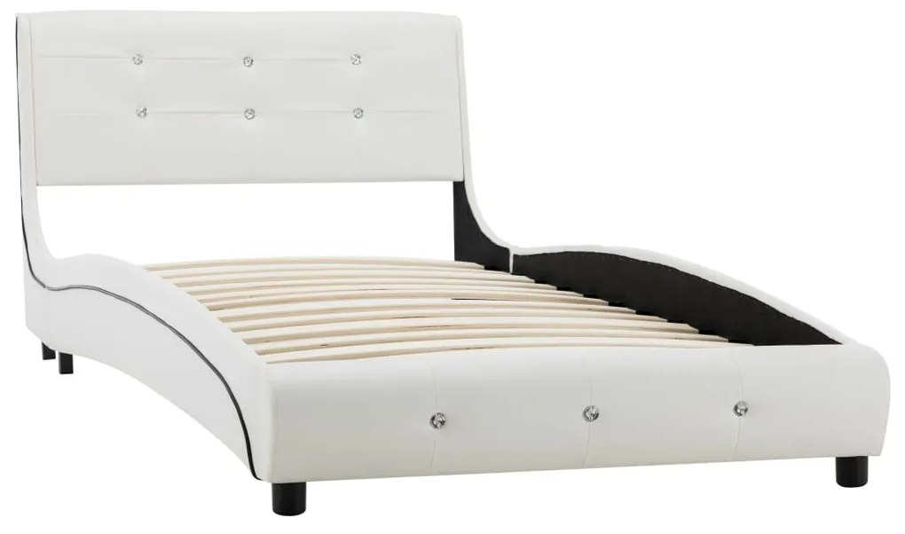 Letto con Materasso Bianco in Similpelle 90x200 cm