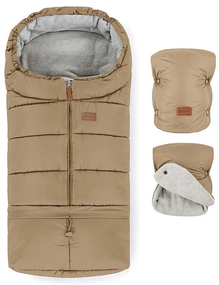 PETITE&MARS - SET Coprigambe per bambini 3in1 JIBOT + stroller mano muff marrone