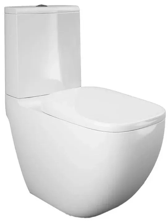 WC monoblocco tradizionale in ceramica con scarico Rimless, cassetta e sedile Rak Illusion