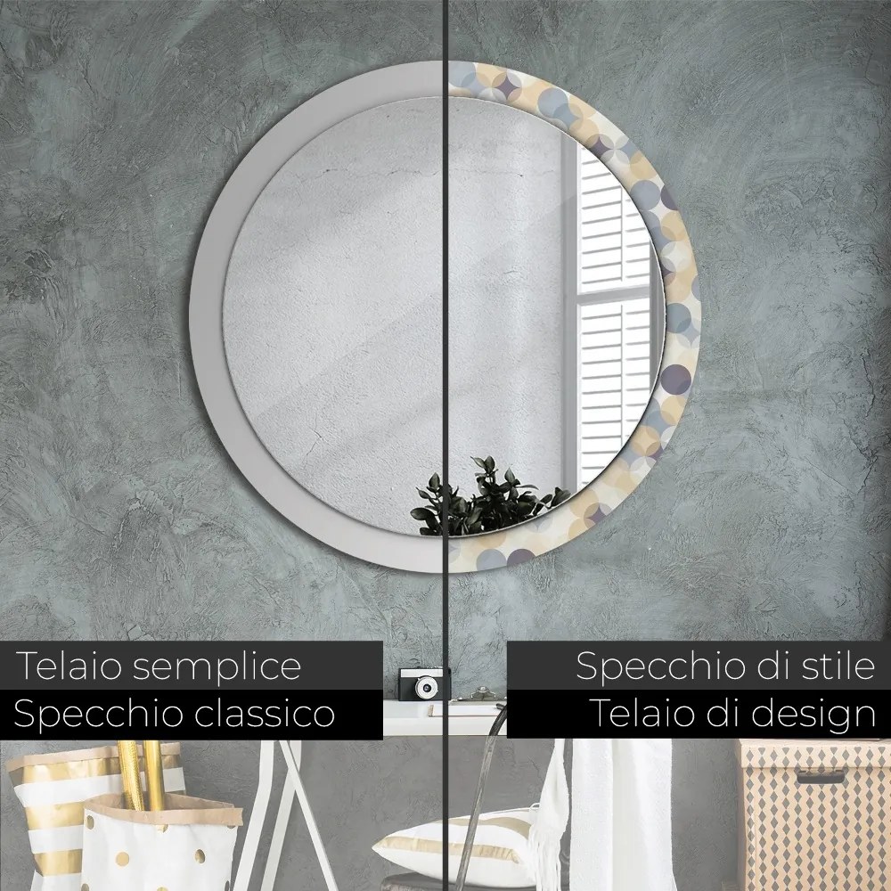 Specchio rotondo stampato Ruote geometriche fi 100 cm