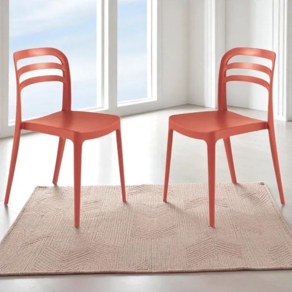 Sedia da giardino in polipropilene impilabile - DJANGO ROSSO 2 pezzi