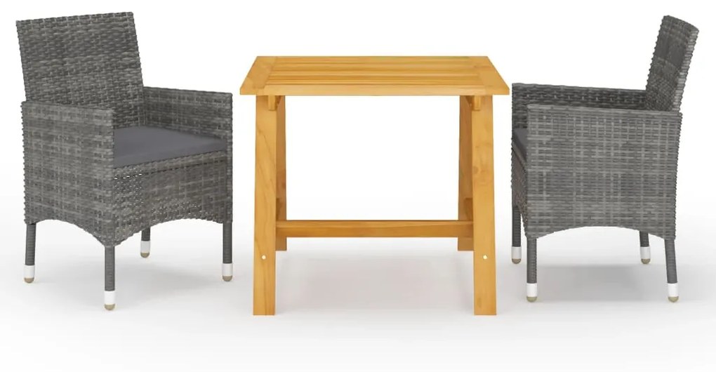 Set Mobili Da Pranzo Per Giardino 3 Pz Grigio /