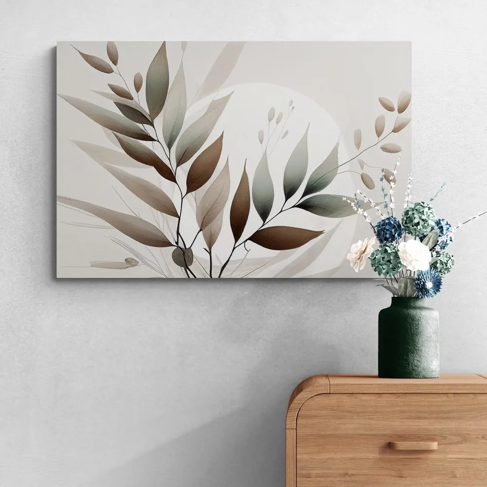 Stampa su tela – Foglie minimaliste in design boho